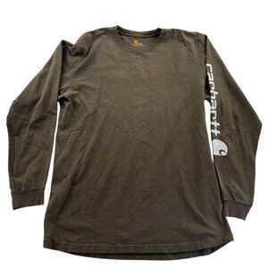Carhartt Mens T-Shirt Large Long Sleeve Crew Neck Pullover Workwear Green Casual